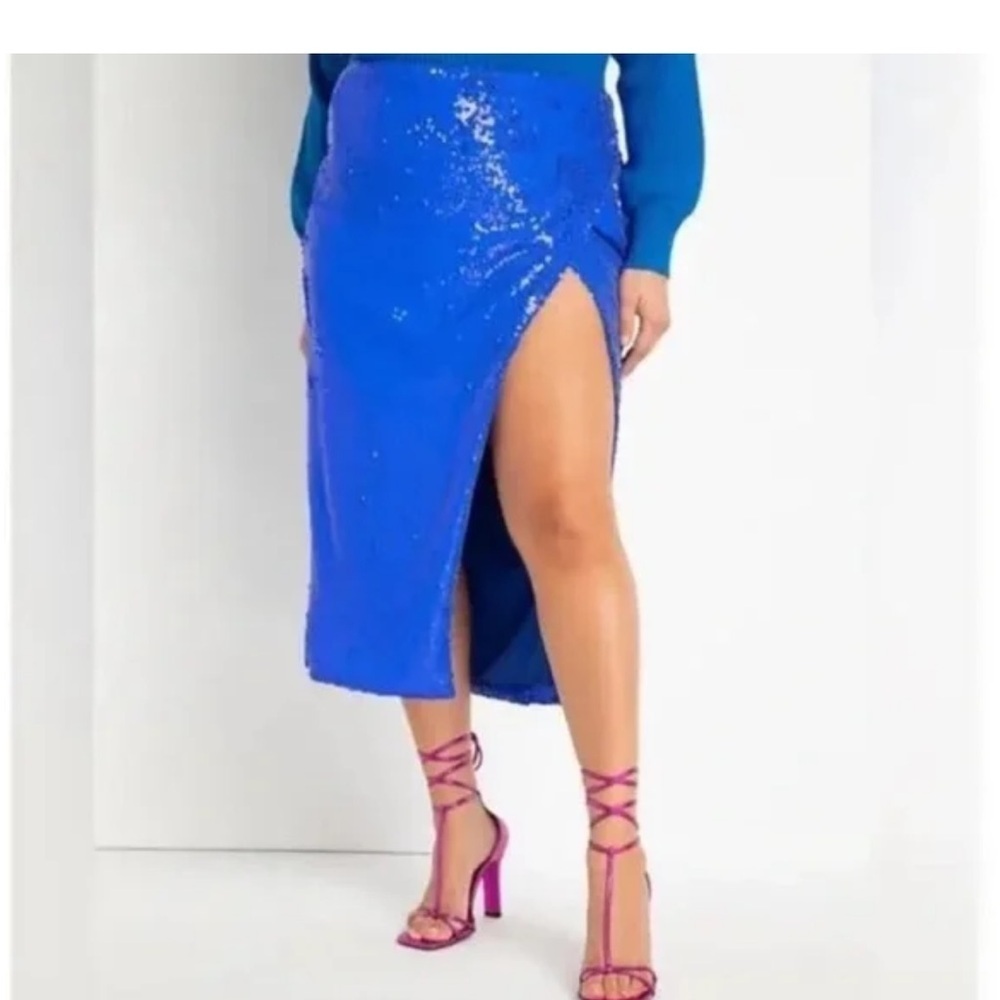 NWT Eloquii Blue Sequin Skirt Sz 14